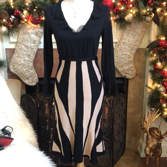 Herve Leger Black and Tan bodycon tulip skirt - Picture 2 of 6